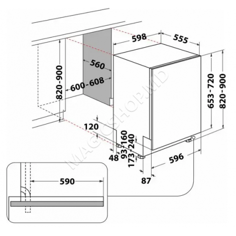 Mașină de spălat vase Whirlpool WIP 4T233 PFEG B, Alb